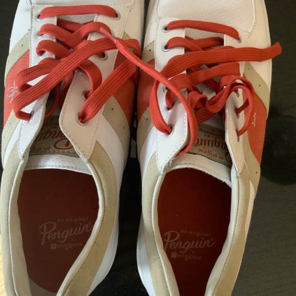 White leather sneakers “Penguin “ like new men’s size 13 - Picture 2 of 3